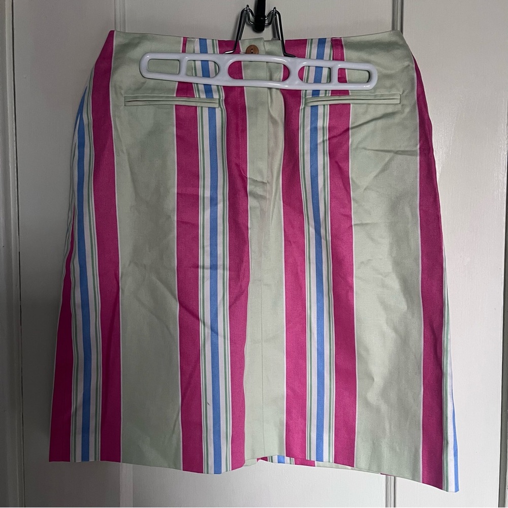 J. McLaughlin Striped Pink and Green Pencil Skirt